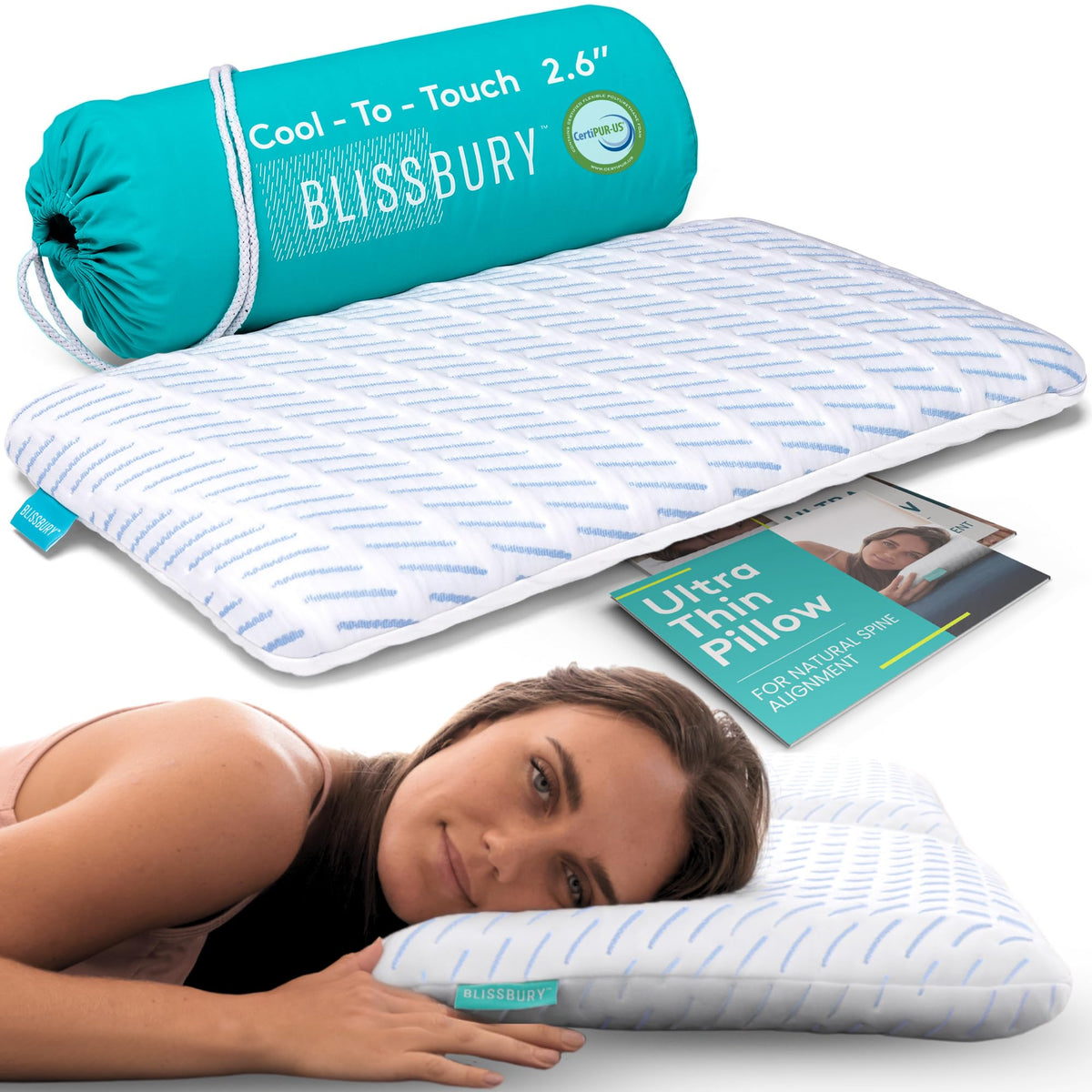 BLISSBURY cooling pillow foam closeup demonstrates cooling memory foam for comfort.