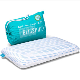 BLISSBURY flat pillow for stomach sleepers with cooling benefits and neck support.