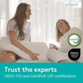 BLISSBURY pillow in a tidy bed setup illustrates easy, versatile use.
