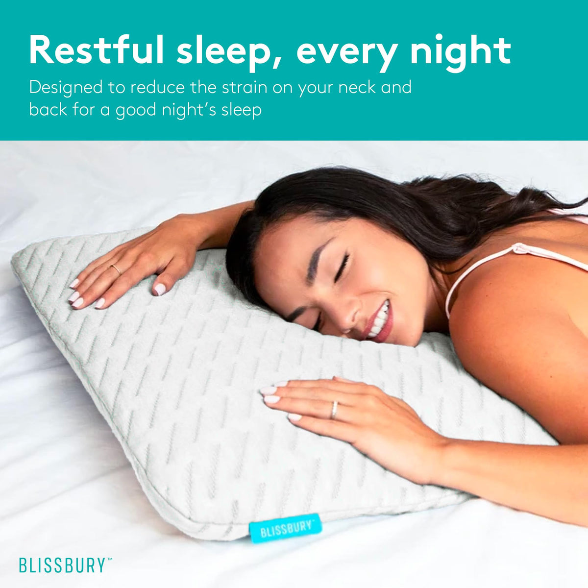 BLISSBURY slim pillow crafted for stomach sleepers seeking flat comfort.