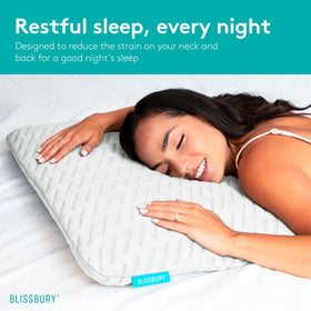 BLISSBURY slim pillow crafted for stomach sleepers seeking flat comfort.