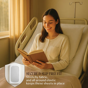 BLISSFORD hospital-size knitted fabric closeup shows breathable blend
