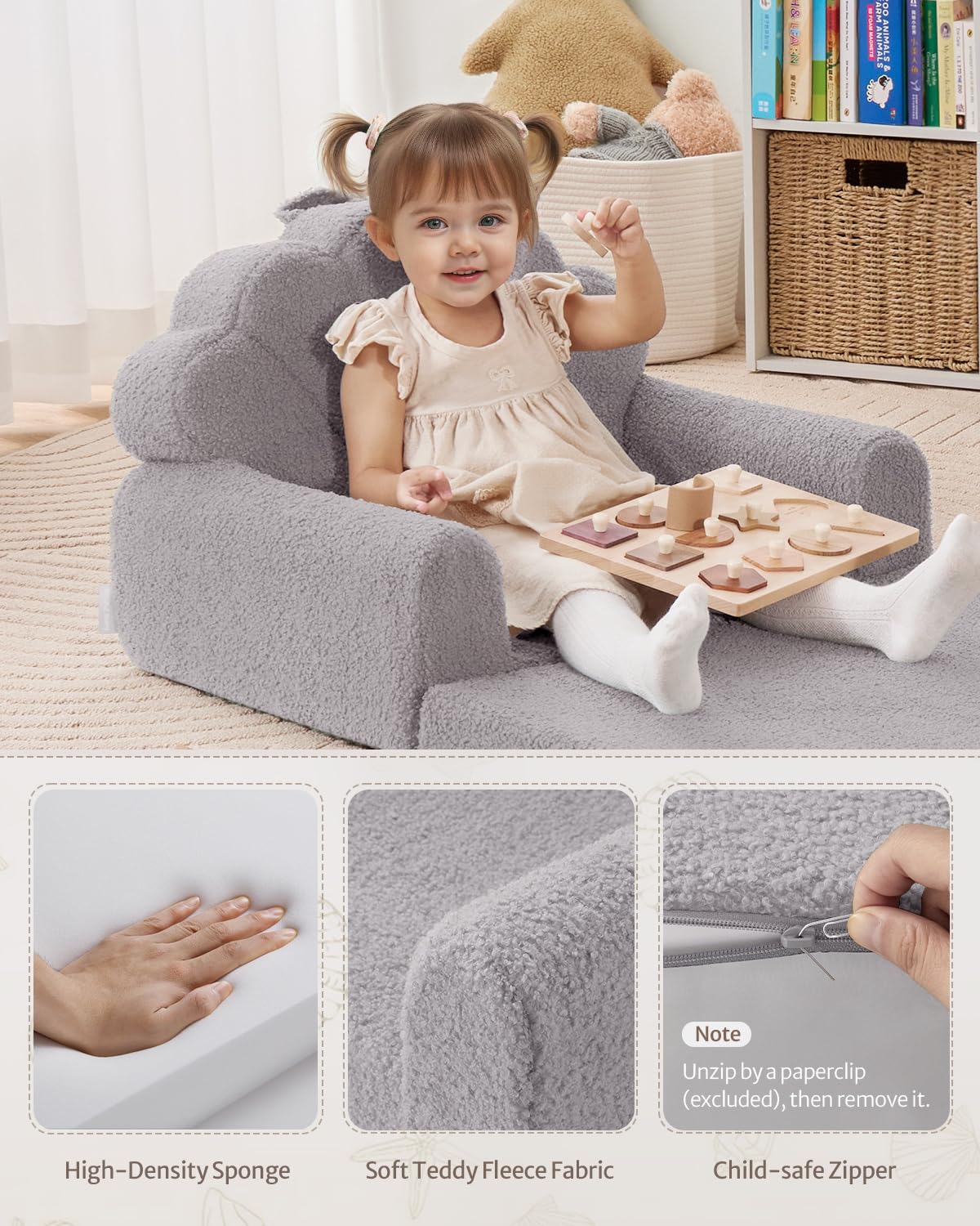 Blissful Diary foldable toddler couch portable-lightweight design moves easily.