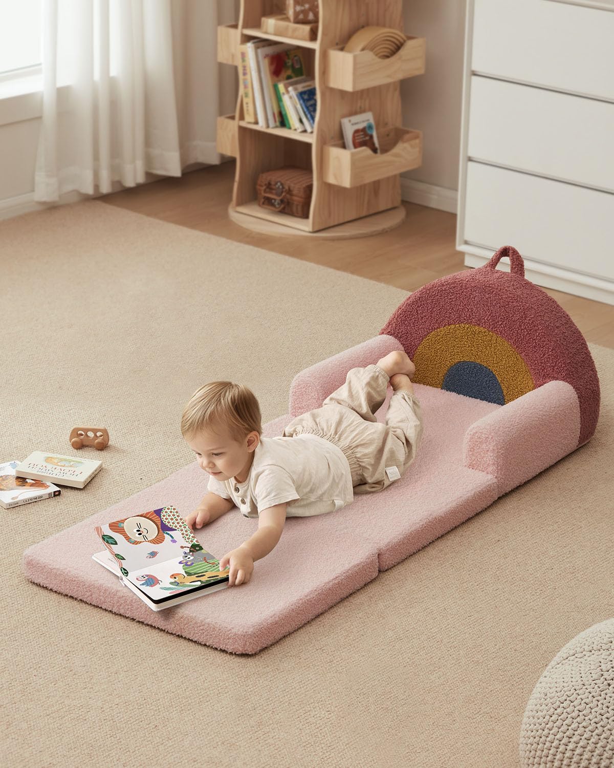 Blissful Diary high-density foam core provides supportive seating during busy play sessions.