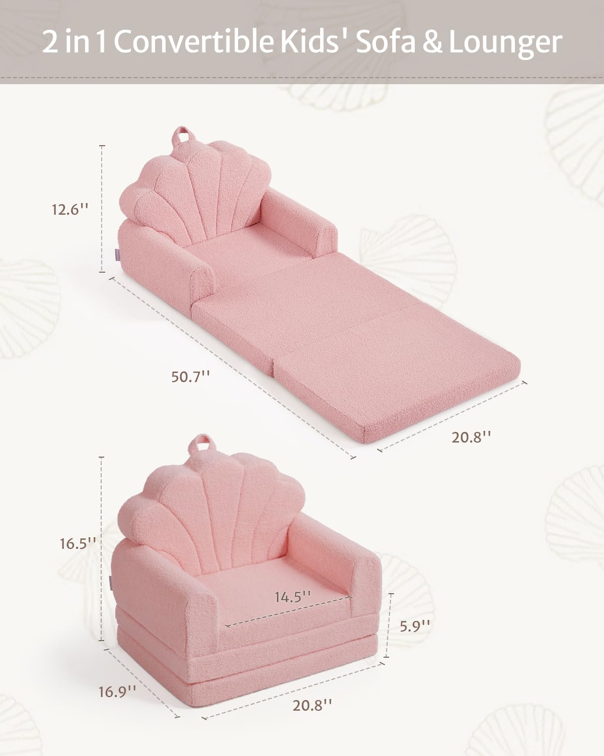 Couch in closed position showing compact footprint.