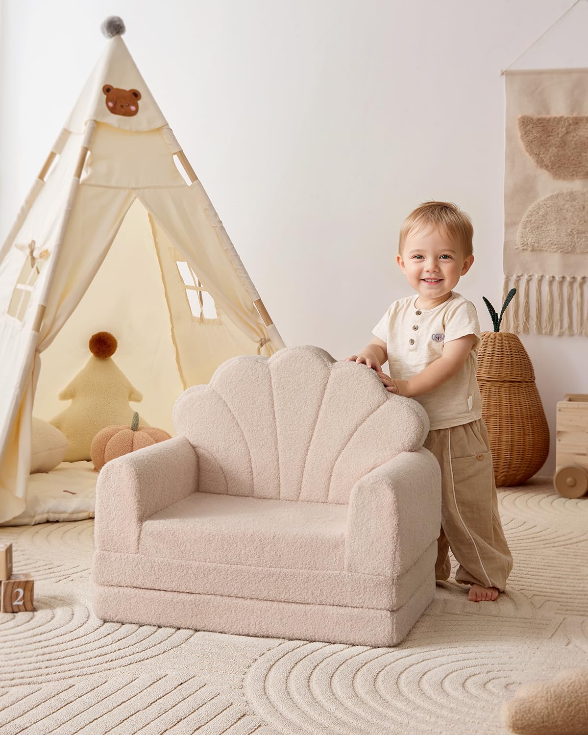 Blissful Diary kids couch in lounger mode for relaxed play