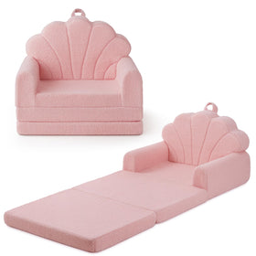 Blissful Diary pink shell kids couch offers cozy seating for toddlers.