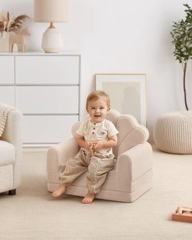 Blissful Diary playroom setup showcasing seashell-inspired kid chair