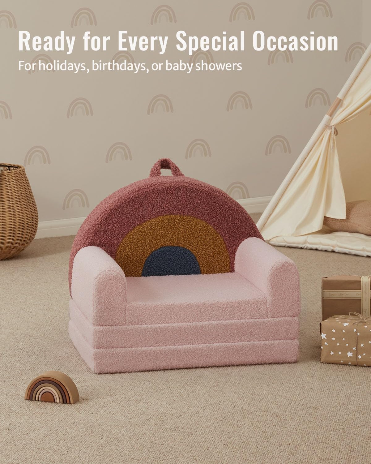 Blissful Diary portable playroom chair is lightweight for easy room-to-room fun.