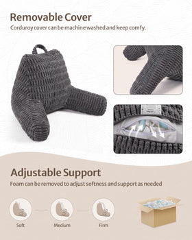 Blissful Diary Reading Pillow dark gray cover adds modern style to any room.