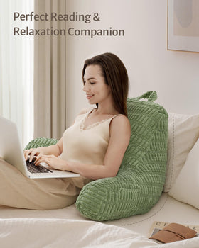Blissful Diary pillow rests on bed demonstrating versatile reading and lounging support
