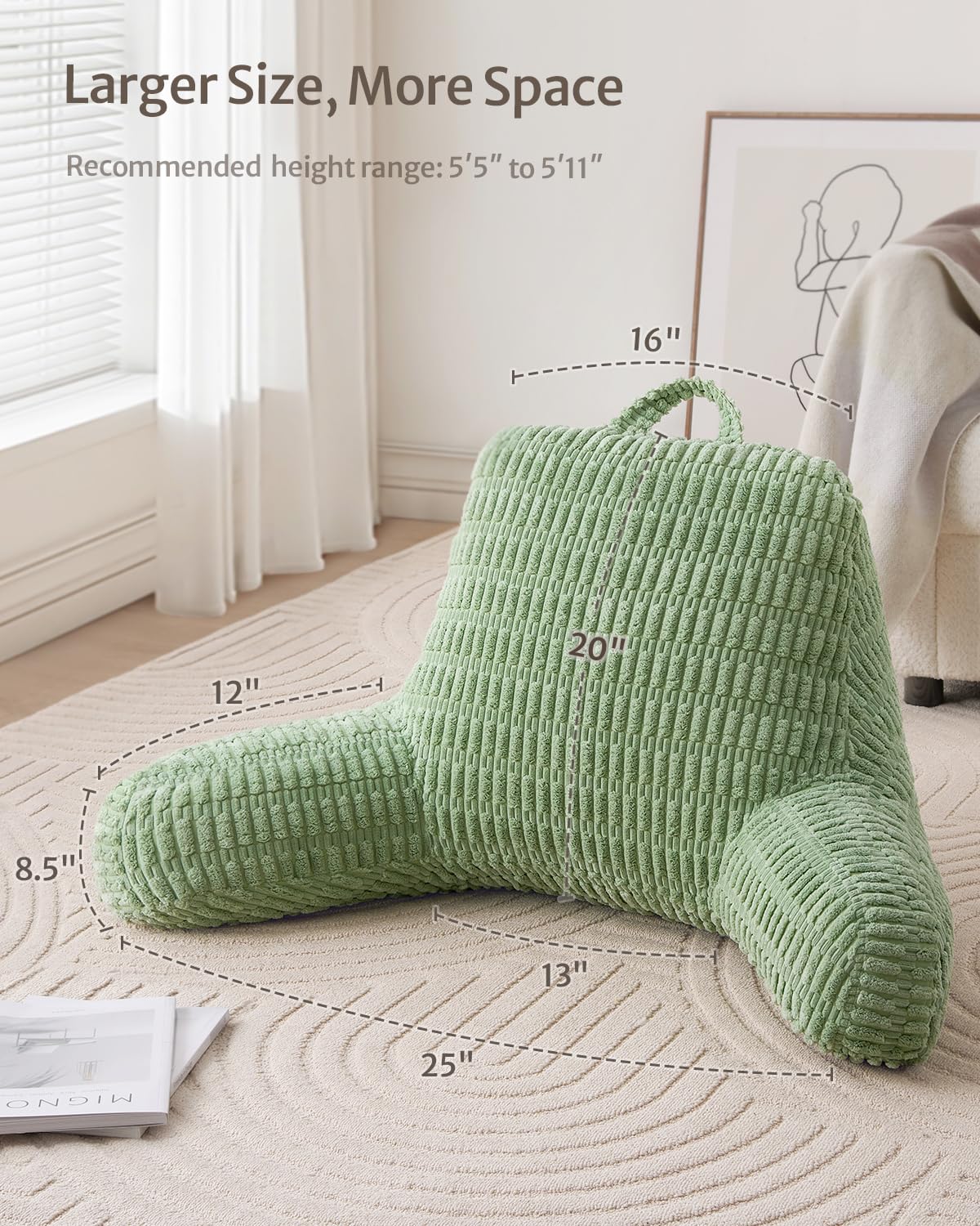 Blissful Diary reading pillow with side pockets keeps essentials within reach during reading