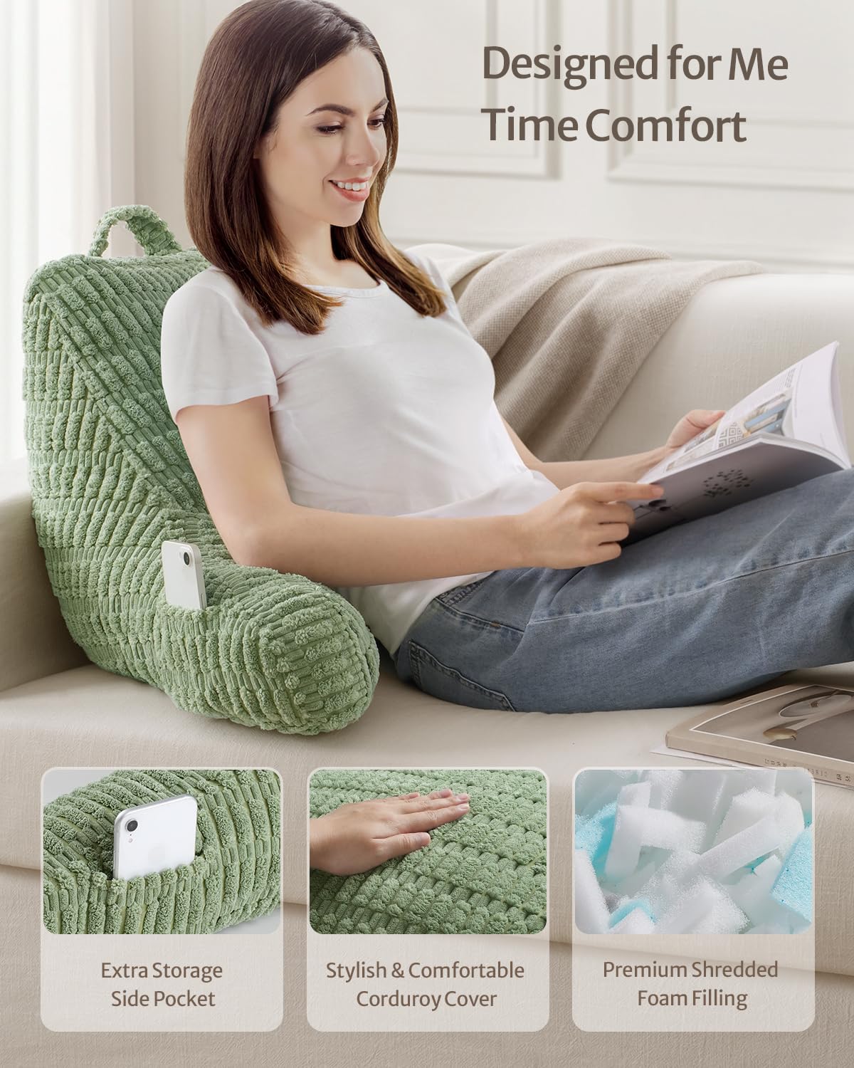 Blissful Diary reading pillow side-pockets for quick essentials
