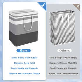 Open-collapsed BlissTotes 3-Pack laundry basket shows compact storage option for small spaces.