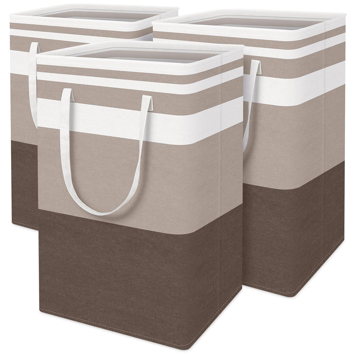 BlissTotes 3-pack laundry basket full view for family dorm storage.