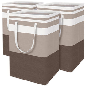 BlissTotes 3-pack laundry basket full view for family dorm storage.