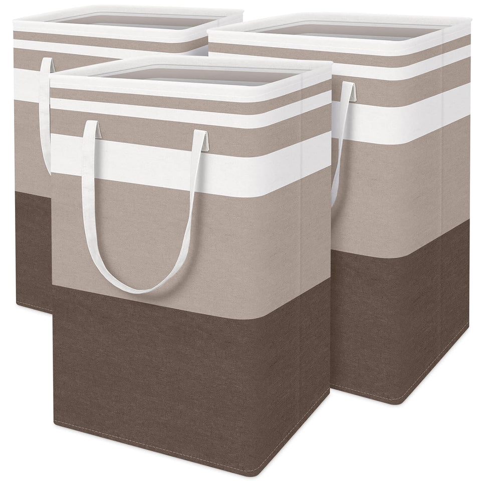 BlissTotes 3-pack laundry basket full view for family dorm storage.