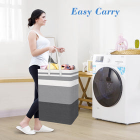 Reinforced handles on BlissTotes 3-Pack laundry basket enable comfortable carrying.