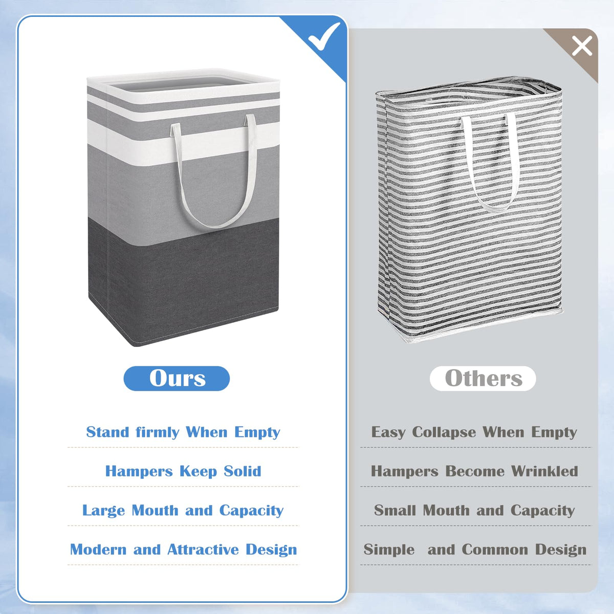 BlissTotes collapsible laundry bin folded compactly for travel and dorm rooms.