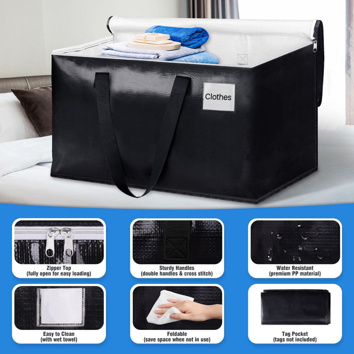 BlissTotes waterproof surface repels spills during travel and storage