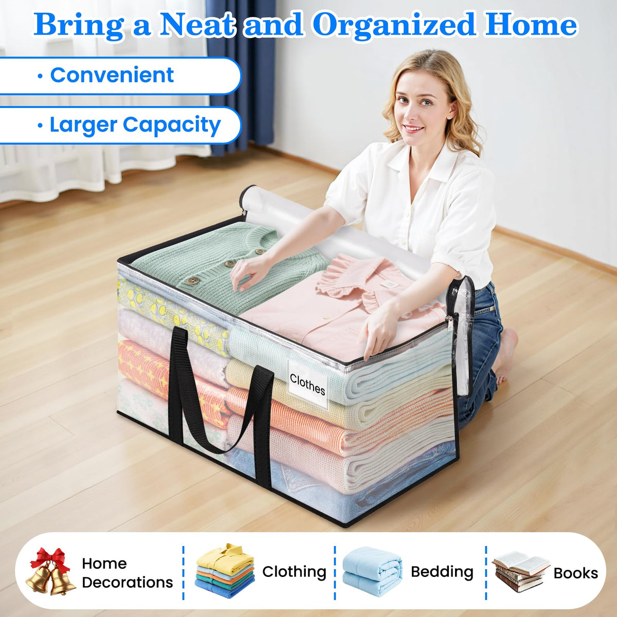 BlissTotes foldable design enables compact storage under bed or in closet.