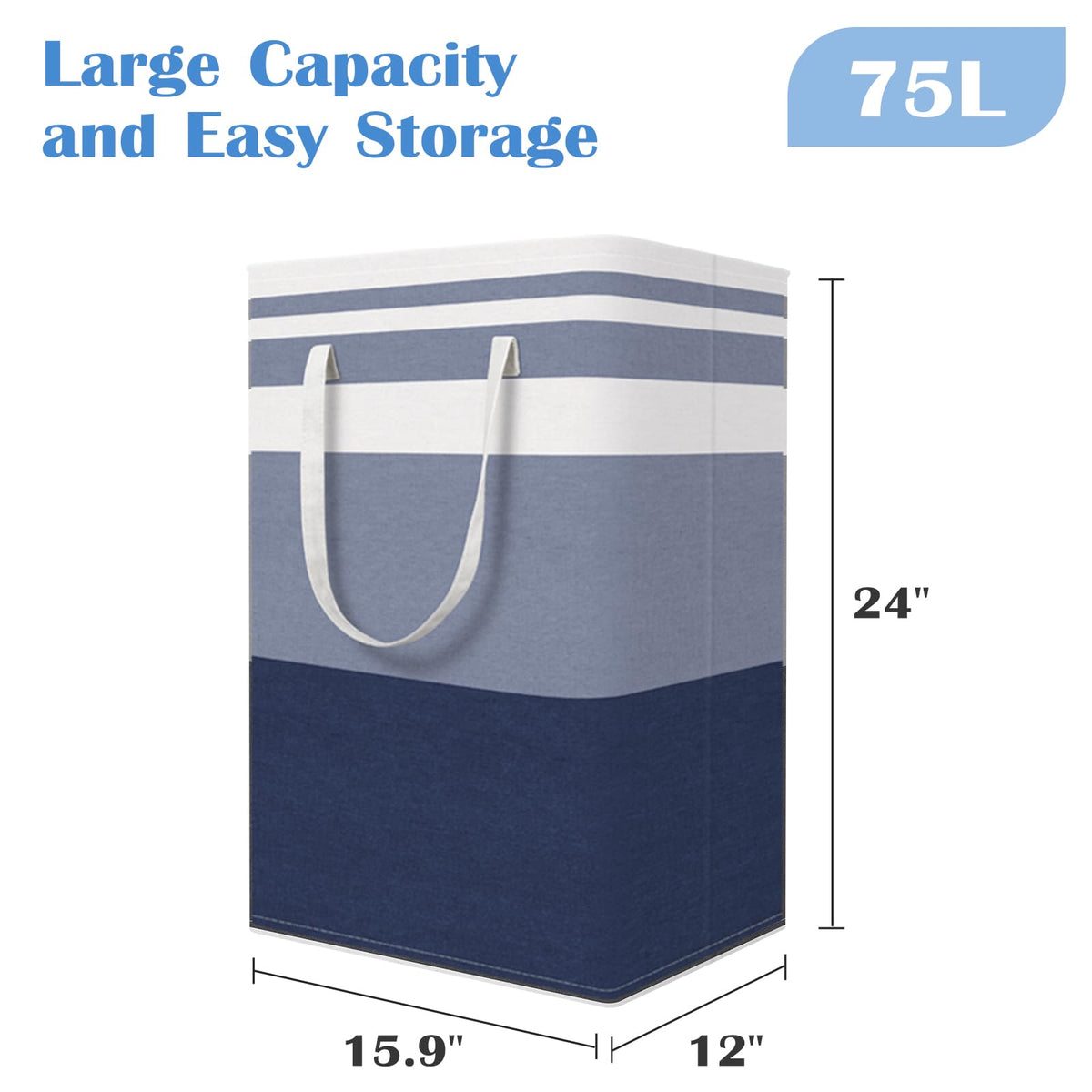 BlissTotes freestanding laundry basket stays upright for easy loading.