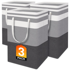 BlissTotes gradient grey 3-pack front view showing ample clothing storage.