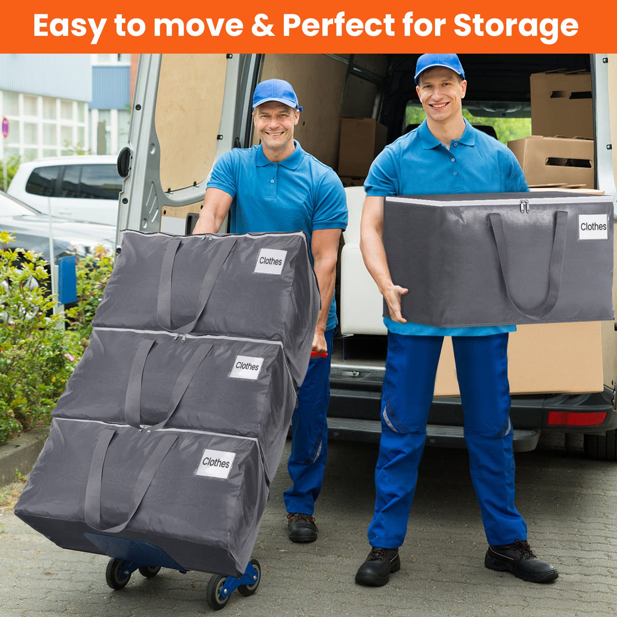 BlissTotes large moving bag storing clothes, bedding, or toys.
