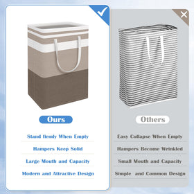 BlissTotes collapsible laundry bin folded for compact storage.