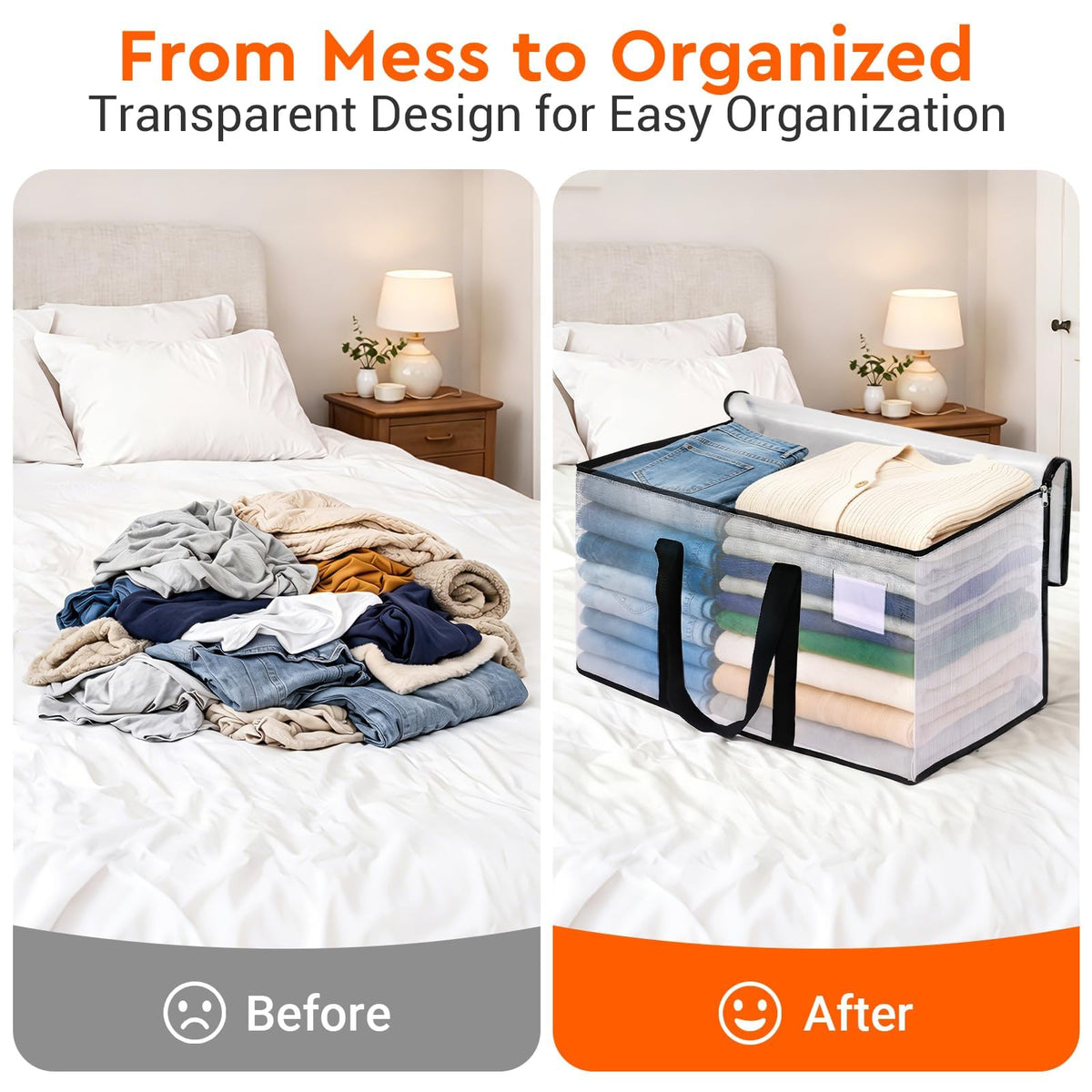 BlissTotes transparent material helps identify items at a glance.