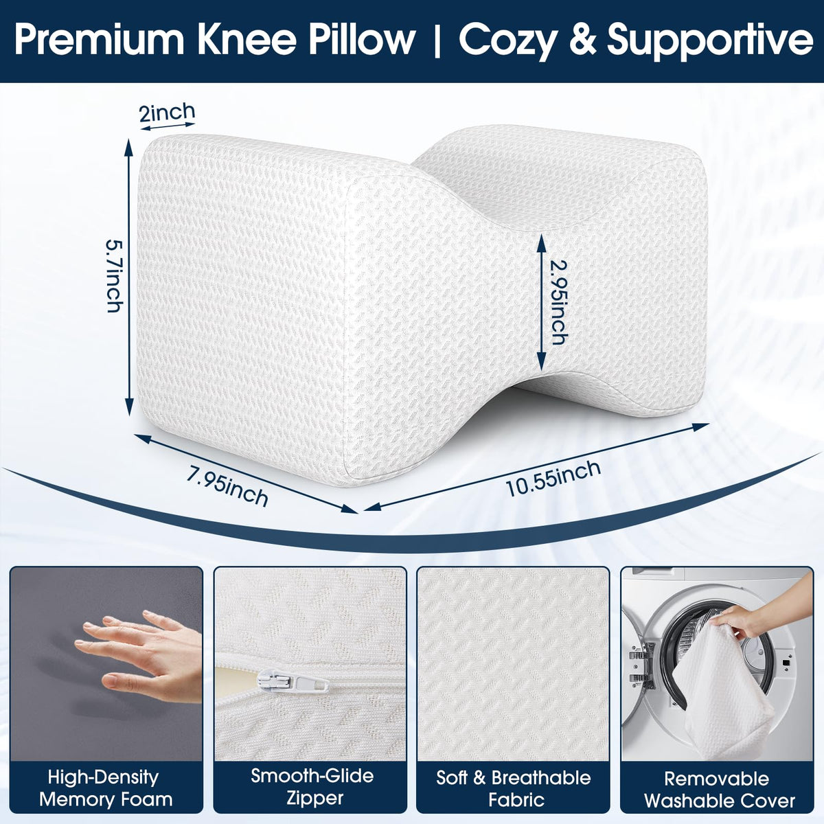 BlissTrends knee pillow ergonomic design helps maintain posture and reduce knee pressure