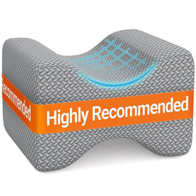 BlissTrends memory foam knee pillow side view for side sleepers seeking alignment.