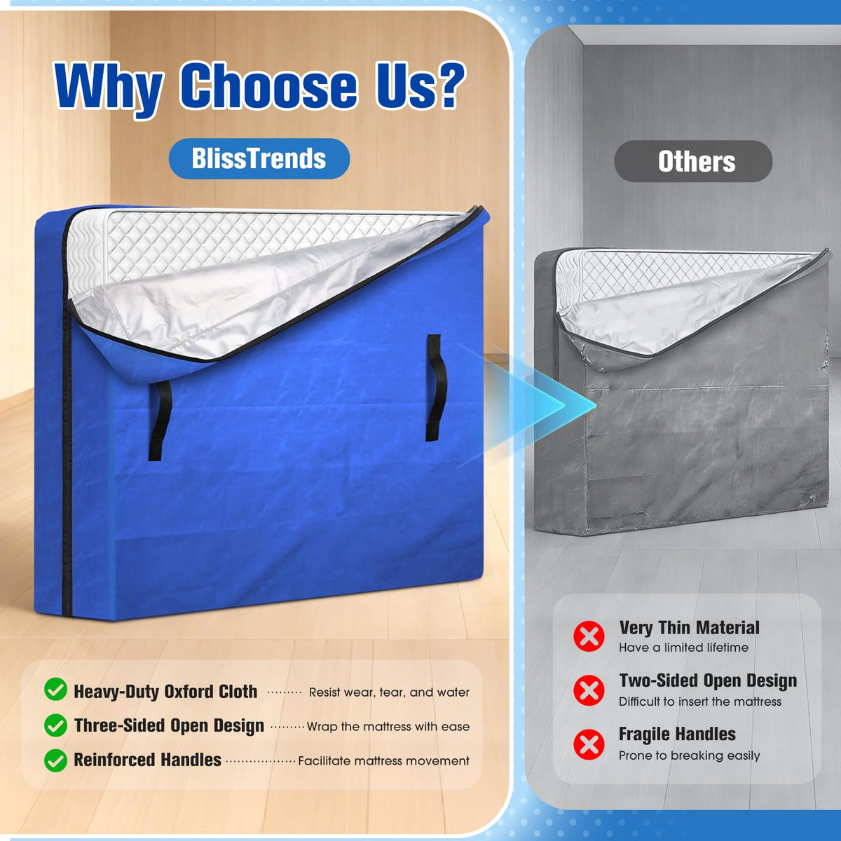 BlissTrends durable Oxford fabric delivers long-lasting protection against wear.