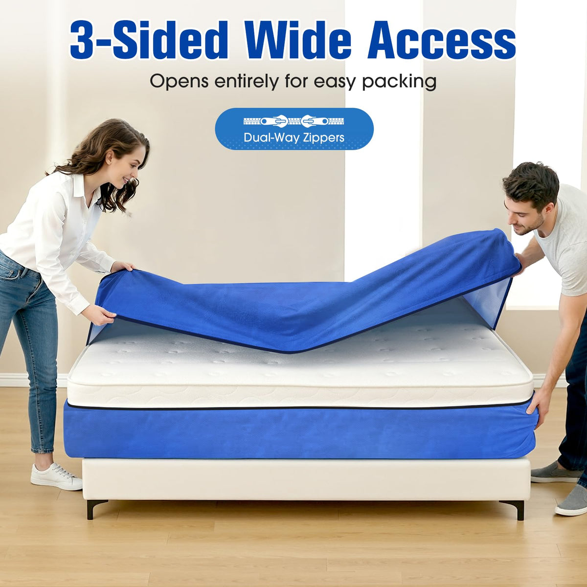 BlissTrends reinforced handles offer secure grip for carrying heavy mattresses.