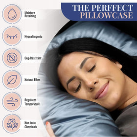 BLISSY hair benefits silk pillowcase demonstrates friction-reducing surface for tangle-free mornings.