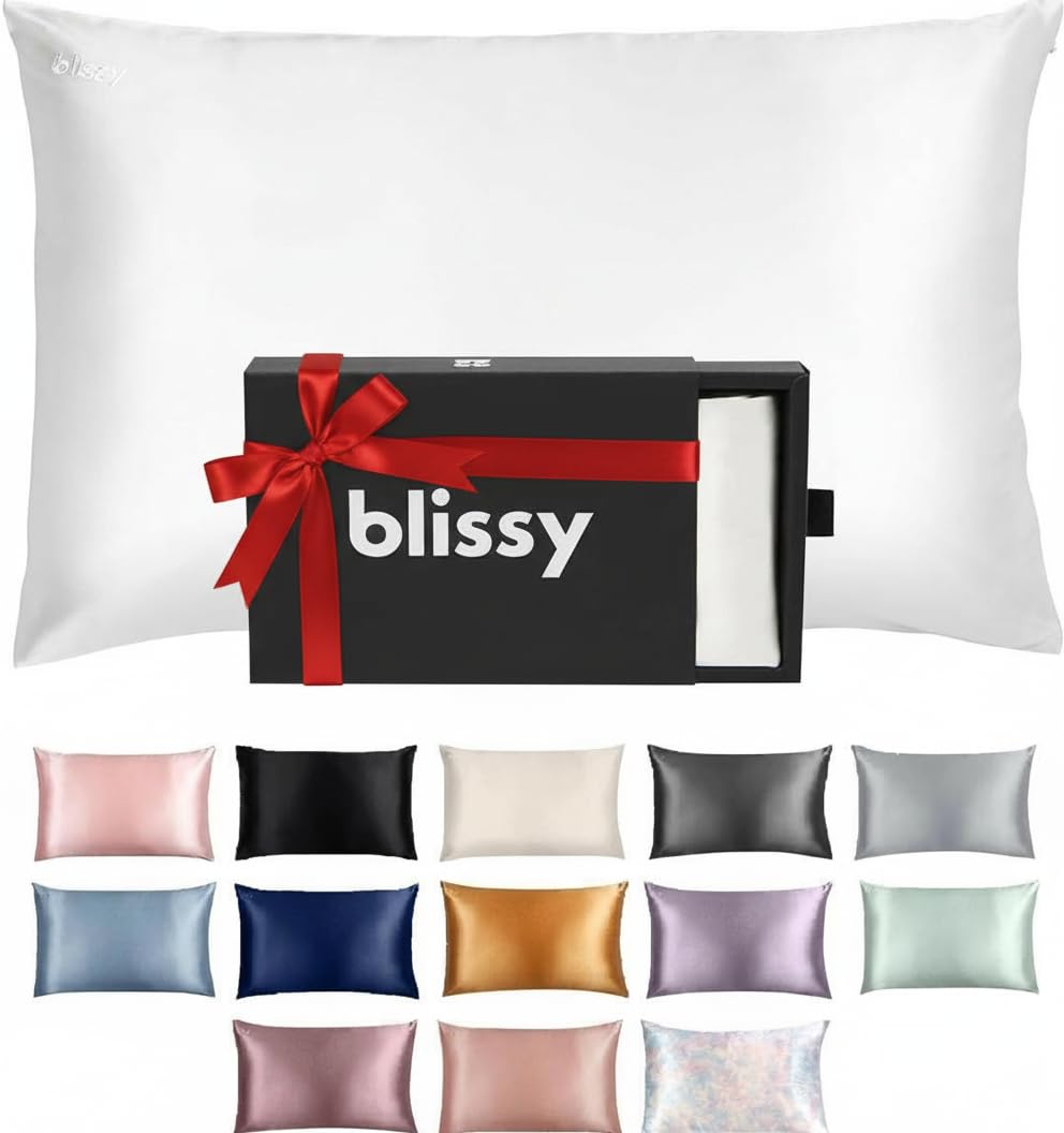 Blissy silk pillowcase in 22 Momme showcasing premium mulberry silk texture and sheen