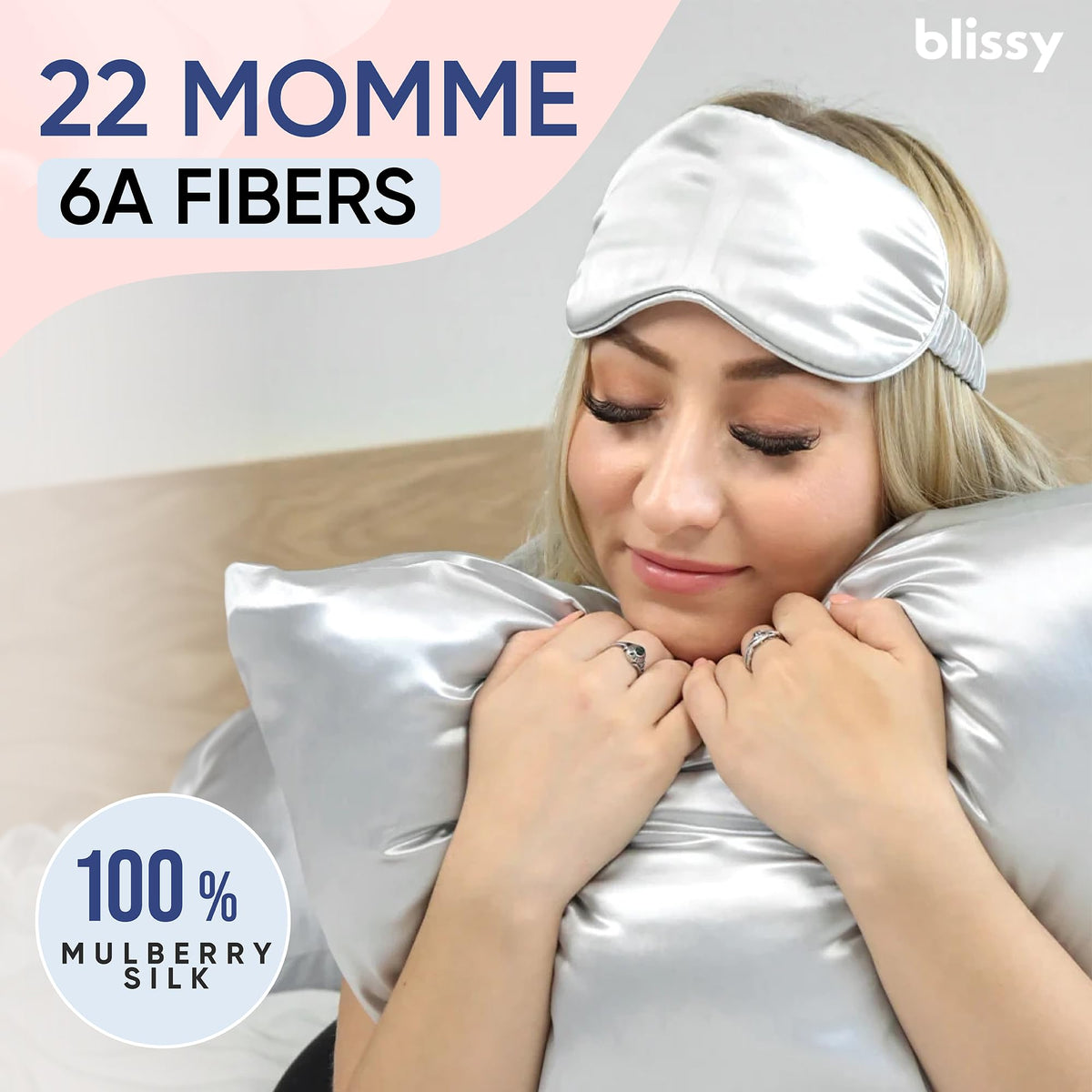 Blissy silk pillowcase showing 6A-grade fibers for durable luxury overnight.