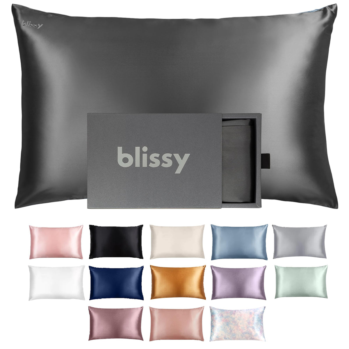 Blissy silk pillowcase closeup shows 22-momme fabric for smoother hair