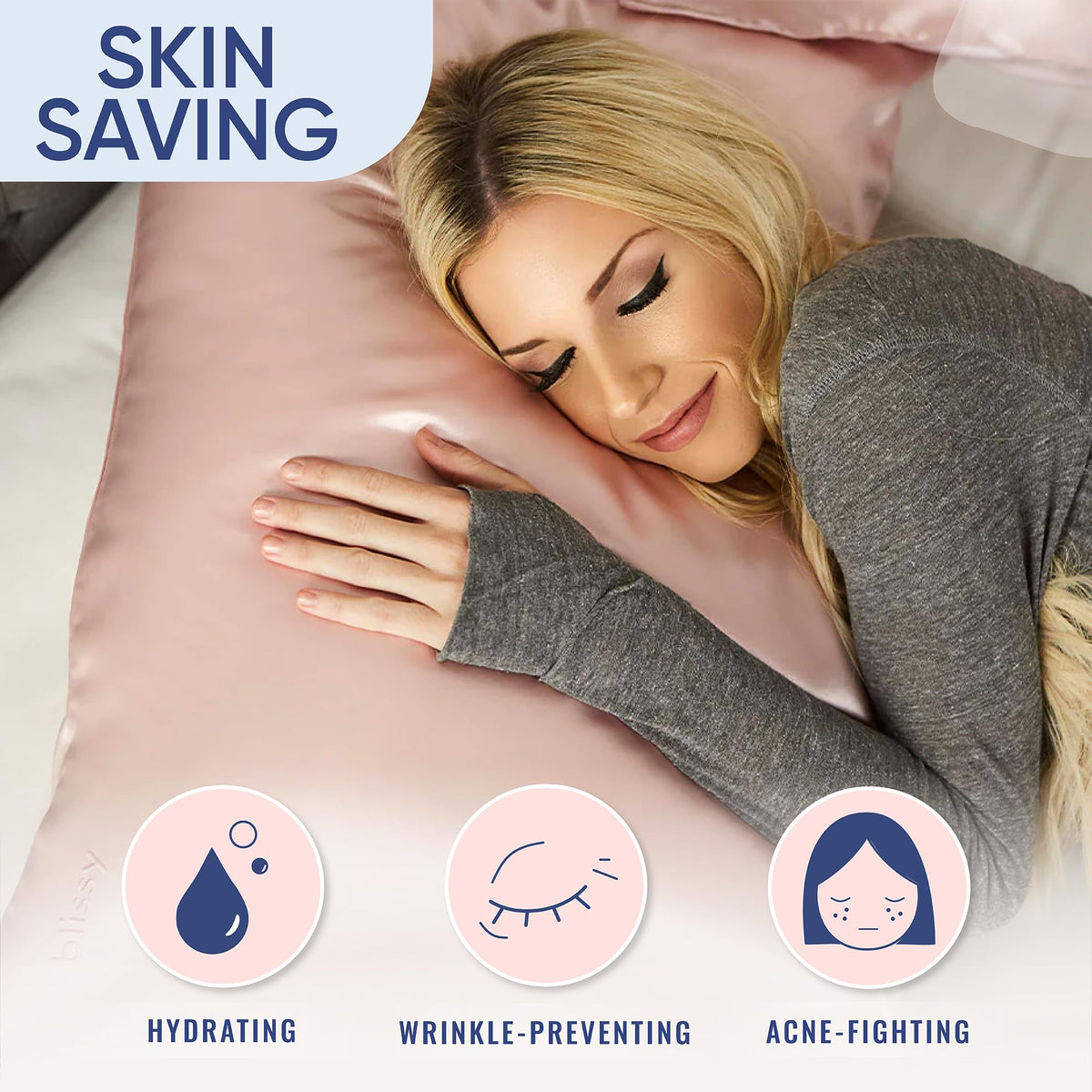 Blissy silk pillowcase cool sleeping feel helps regulate temperature