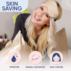 BLISSY silk pillowcase provides temperature regulation for cooler sleep