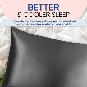 Blissy gray king-size silk pillowcase for a luxurious sleep setup