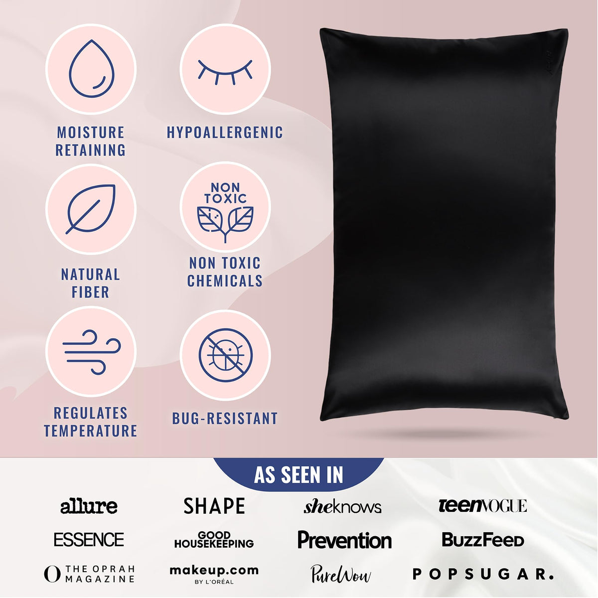 BLISSY king-size black pillowcase on bed showcases premium comfort