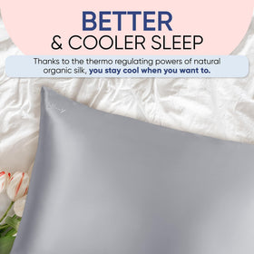 BLISSY silk pillowcase queen size Silver option showcases elegance.