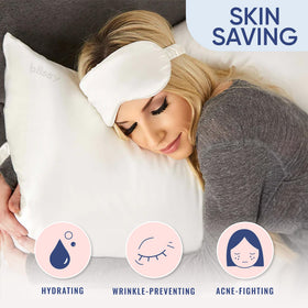 Blissy silk pillowcase provides temperature regulation for cooler sleep.