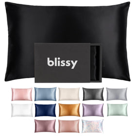 Blissy silk pillowcase texture close-up shows smooth fabric for hair and skin