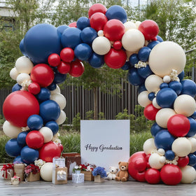 Blocesa Red White Blue Arch Kit packaging for easy outdoor setup.