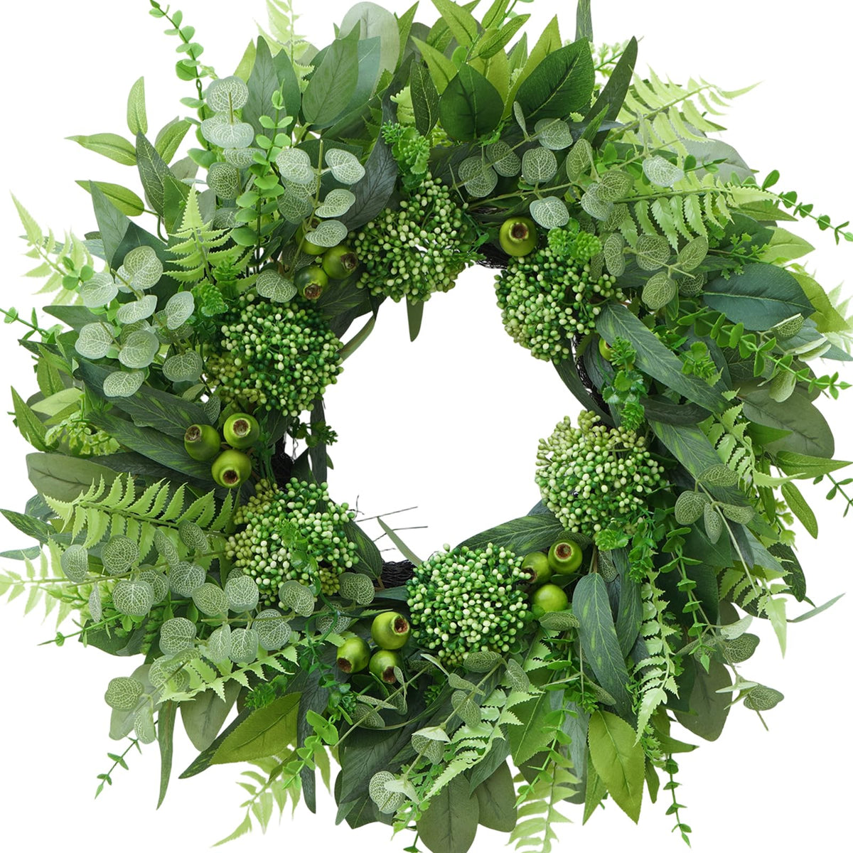 Bloeien artificial greenery wreath offers realistic foliage for low-maintenance decor.