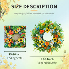 Bloeien orange daisies and blue accents brighten entryways.
