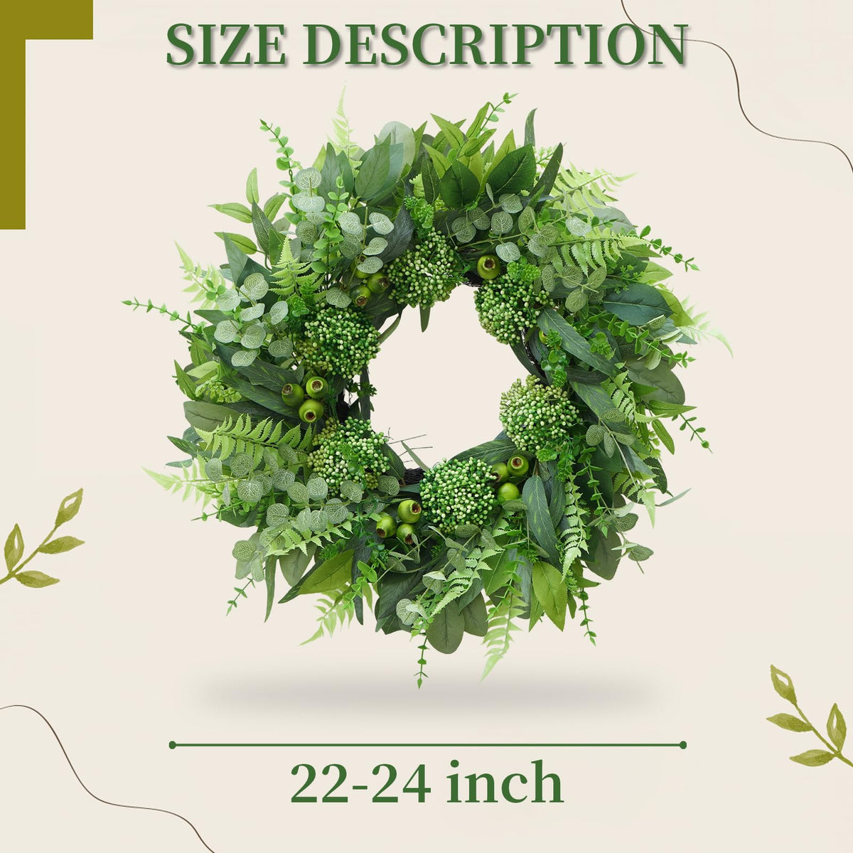 Bloeien wreath includes lemon foliage accents for subtle color variation.