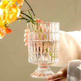 BLOFLO STU ribbed embossed vase showcasing light reflections for elegant table decor.
